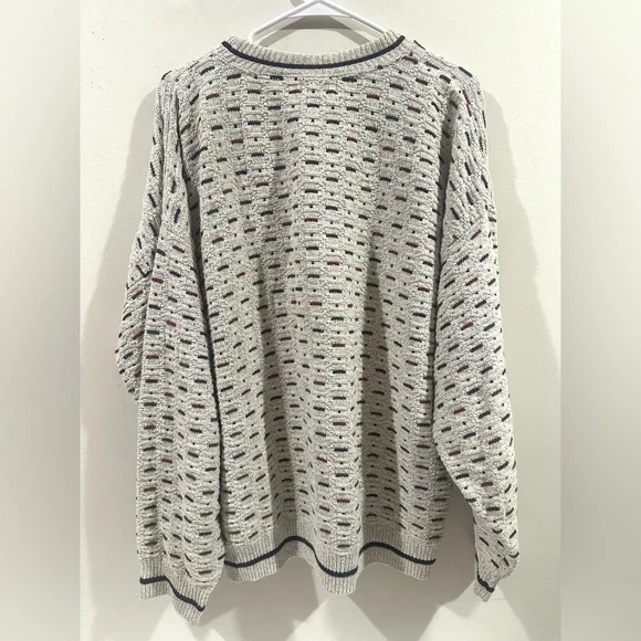 90s Vintage Pattern Chunky Ragg Sweater - 85% Cotton Thick Slouch Knit -NWT- XL - Picture 5 of 5